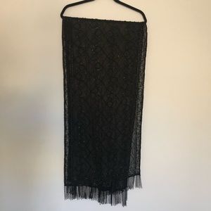 Black sequins scarf with tassels